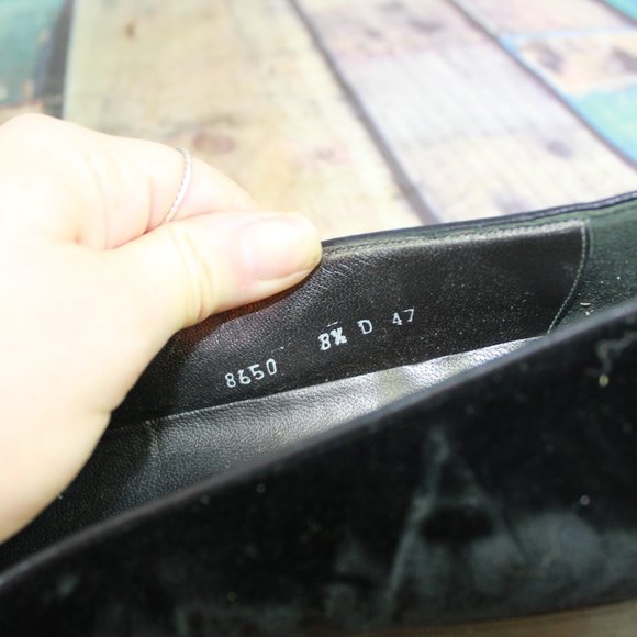 Cole Haan Black Velvet Smoking Slip on Flats Shoes Size 8.5 M - Picture 7 of 9